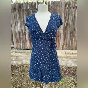 Brandy Melville liberty Blue Floral Midi wrap Dress XS/M cottagecore norm core